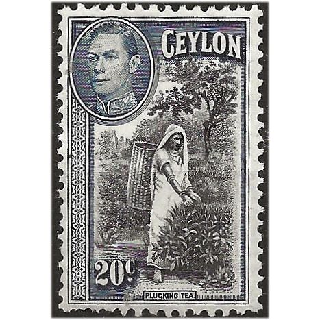 Ceylon 1938 SG391 20c Black & Grey-Blue Mounted Mint .. ..