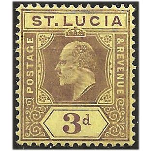 St Lucia 1909 SG71 3d Purple/Yellow Mounted Mint . ..