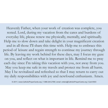 Prayer for a Good Vacation, Prayer Card 10-pack, plus a Free Jesus Prayer Card