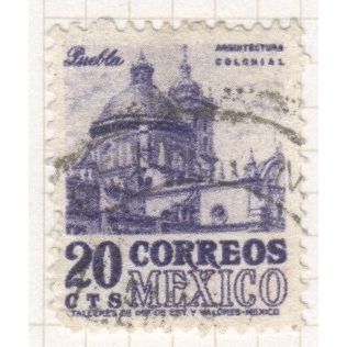 Mexico 1950 - SG877e - 20c blue - Puebla Cathedral - used 2