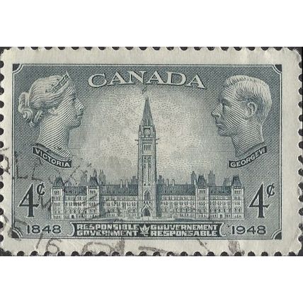 CANADA, George VI and Victoria, Parliament, grey 1948, 4c, #4