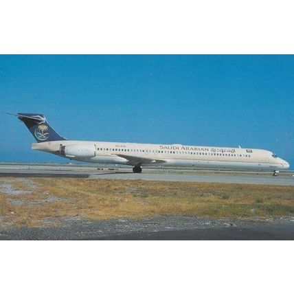 Boeing MD-90-30 Plane of Saudi Arabian Airlines at Nice French Airport Postcard