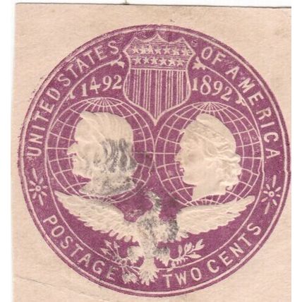 United States 1892 2c Stationary Cut Out fine used VGC