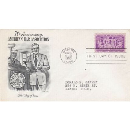 United States 1953 American Bar Association FDC Boston cancel typed VGC