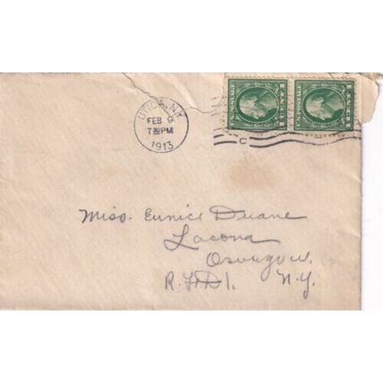 United States 1913 Utica NY-Lacona NY Cover Utica cancel written VGC