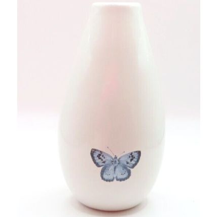Small Blue & Black Butterfly Detail Vase Bud Small Ceramic 13 CM Gift Home Decor