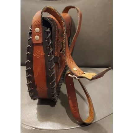 ANTIQUE VINTAGE 70'S LARGE STAMPED LEATHER SADDLE BAG SHOULDER PURSE BEAUTIFUL