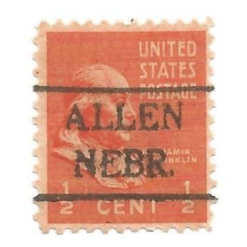 PRECANCEL -T&T ALLEN, NEB 479 ON 0.5c PREXY