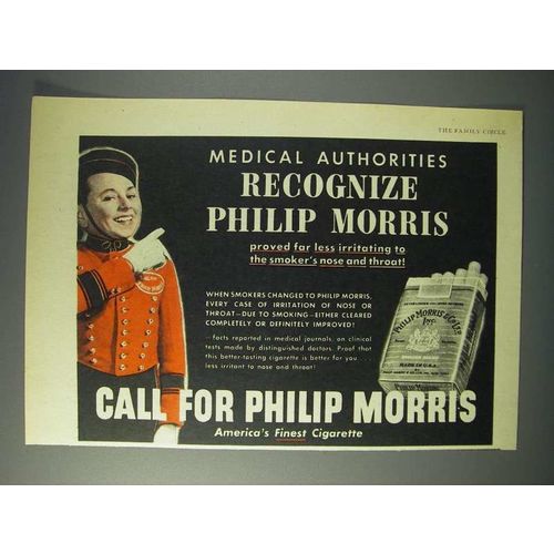 1944 Philip Morris Cigarette Ad - Medical Authorities