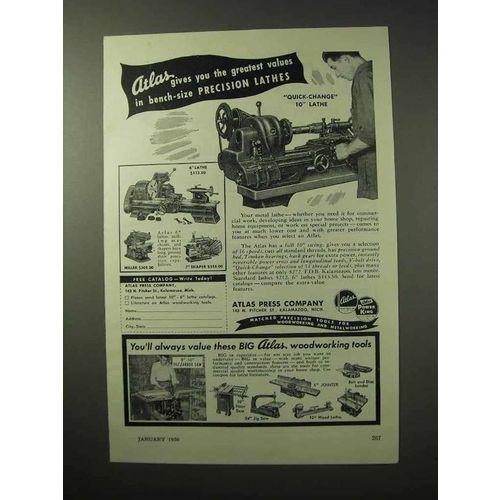1950 Atlas Quick-Change 10 inch Lathe Ad - Values