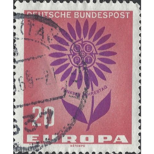 GERMANY, Europa CEPT, Flower petals, pink 1964, 20pf, #5