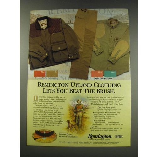 1991 Remington Upland Clothing Ad - Front Load Grouse Jacket, Briar Point Shirt
