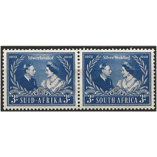 South Africa 1948 SG125 3d Blue & Silver RSW PAIR Mounted Mint . ..