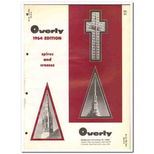 OVERLY MFG COMPANY 1964 Church spires steeples crosses vintage catalog