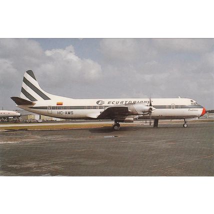 Ecuatoriana Lockheed L188A Electra Civil Aircraft Postcard (A19586)