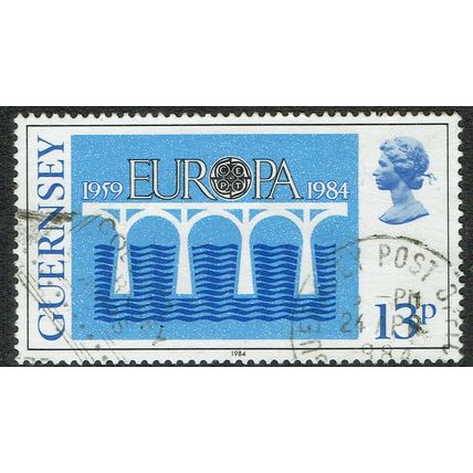 Guernsey 1984 Europa 13p Light Blue Blue and Black SG292 FU
