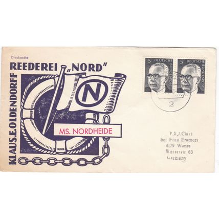 Germany 1971 M/S Nordheide Klaus Oldendorff Fleet Cover Hamburg Cancel typed VGC