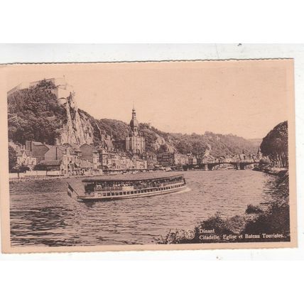 Dinant Eglise Citadelle et Bateau Touristes Belgium Postcard unused VGC