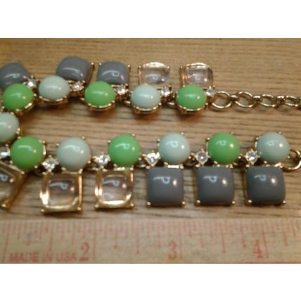J. Crew Glass Bead Necklace on Gold Tone Chain.