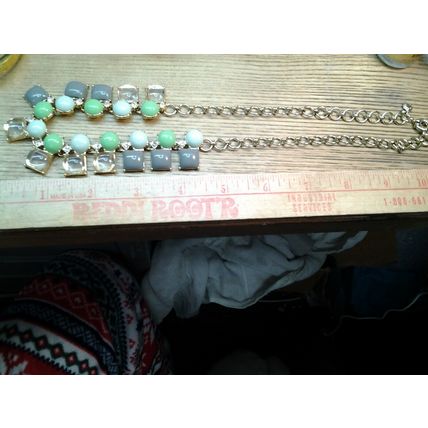 J. Crew Glass Bead Necklace on Gold Tone Chain.