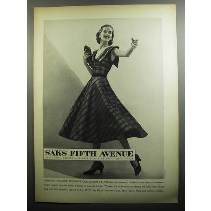 1951 Saks Fifth Avenue Dress Ad - photo by Mark Shaw - Dancing figurine