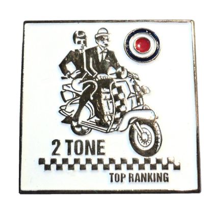 2 Tone Top Ranking Scooter MOD SKA Music Lammy Metal Scooter Bike Badge NEW