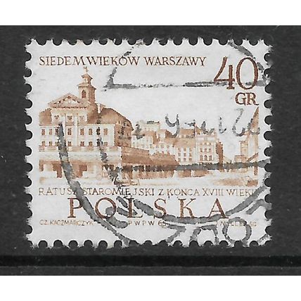 POLAND 1965 ANNIV OF WARSAW 40gr OLD TOWN HALL SG 1578 FINE USED#2