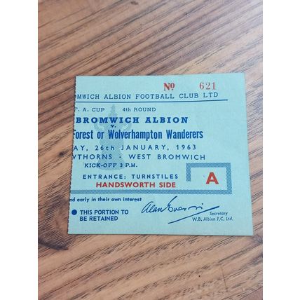 1963 FA Cup 4th Round Programme & Ticket – WBA vs N Forest