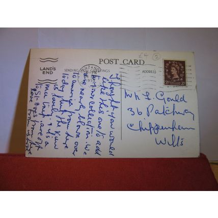 FIRST & LAST HOUSE, LAND'S END, Cornwall used vintage postcard RP 1955 pm #