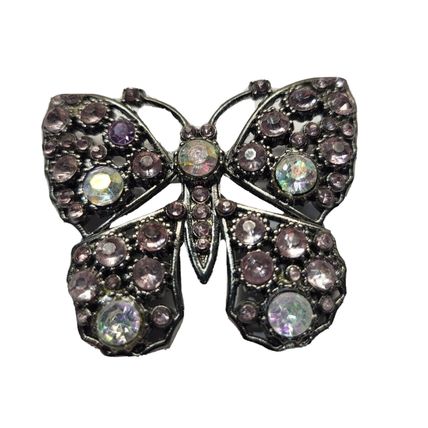 1 5/8 inch Butterfly Light Purple Rhinestone Brooch Pin (DM1)