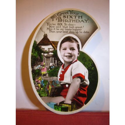 YOUR SIXTH BIRTHDAY unused vintage postcard RP =
