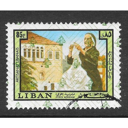 LEBANON 1974 ARTISIAN LACE CLOTHES MAKING USED 85P AIR MAIL USED SECURITY MESH