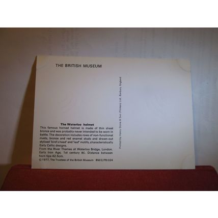 THE WATERLOO HORNED HELMET unused postcard BRITISH MUSEUM 1977 #