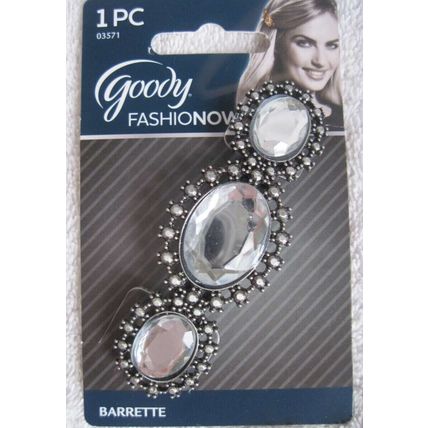 Goody Amelia Fashionow Rhinestone Diamond Fancy Metal Hair Barrette Silver Pewte