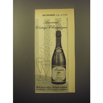 1959 Beaulieu Vinyard Ad - America's vintage champagne