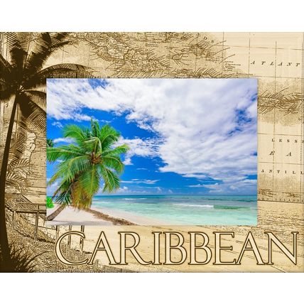 Caribbean Laser Engraved Wood Picture Frame Landscape (4 x 6)