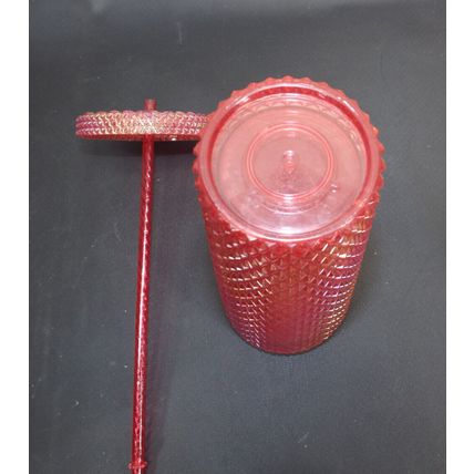 Shiny Pink Red Iridescent Diamond Prism Studded Tumbler Venti Cold Cup