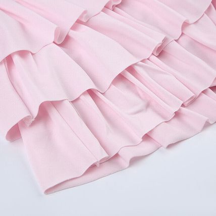 Sweet Low-waisted Skirt Mini Pink Back Bow Tiered Ruffle Aline Kawaii Lolita Y2k