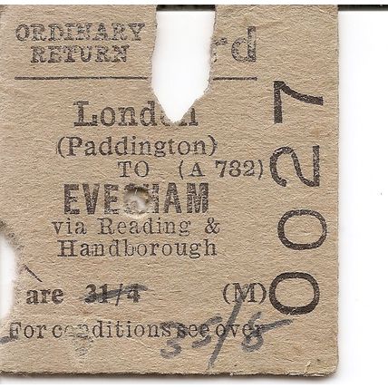 B.T.C. Edmondson Ticket - London Paddington to Evesham