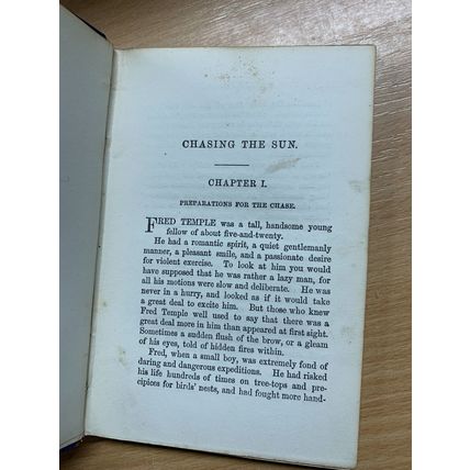 RARE* 1877 R M BALLANTYNE "CHASING THE SUN" FICTION SMALL HARDBACK BOOK (P2)