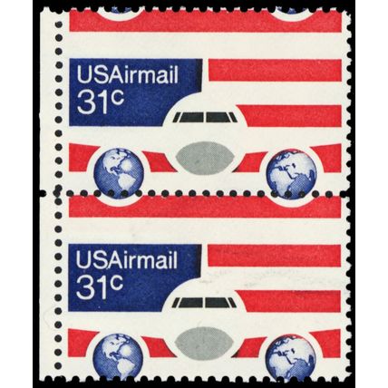 C90, 31¢ Scarce Misperfed Error Pair of Airmail Stamps Mint NH - Stuart Katz