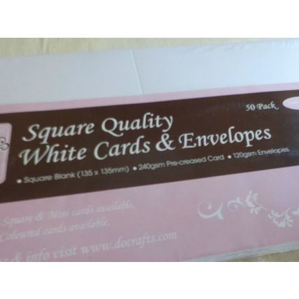 Anita's Square Quality White Cards & Envelopes (135mm x 135mm) - NEW & SEALED