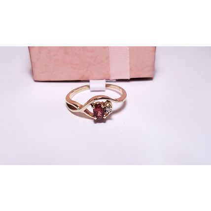 Estate .22ctw Natural Oval Garnet and Diamond Twisted 10Kt Yellow Gold Ring22439