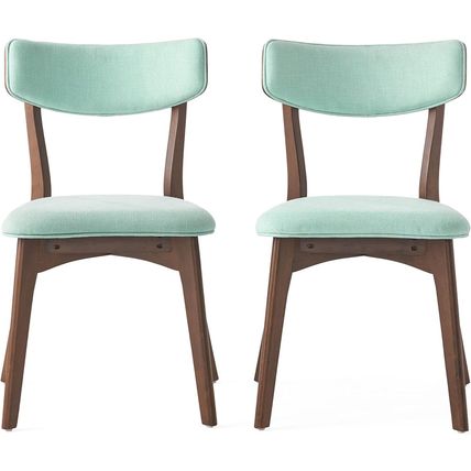 Christopher Knight Home Chazz Mid-Century Fabric Dining Chairs with Natural Waln