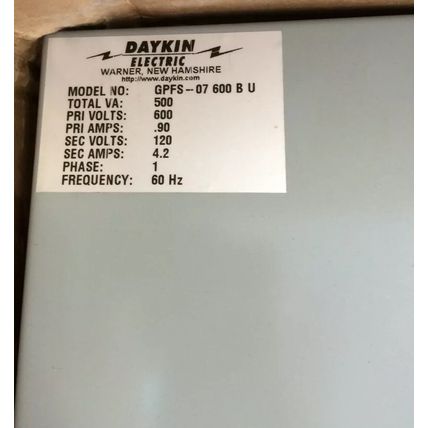 NEW DAYKIN ELECTRIC GPFS-07 600 B U TRANSFORMER DISCONNECT, GPFS-07 600 BU ,BN