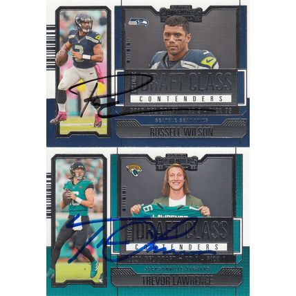 RUSSELL WILSON & TREVOR LAWRENCE AUTO 2023 GIANTS & JAGUARS ALL-PRO QUARTERBACKS