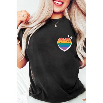 Black Pride Heart Cracking Graphic Detail Cotton Blend T Shirt