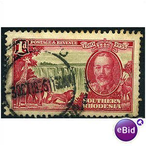 S Rhodesia 1935 SG31 1d Olive & Rose-Carmine Fine Used