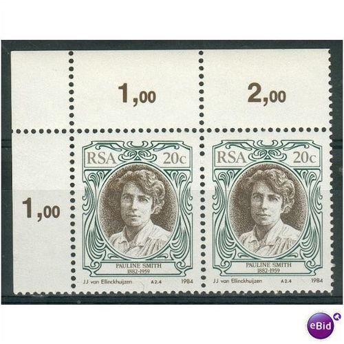 South Africa 1984 - SG 555 - Pauline Smith 1882-1959 x 2 MNH