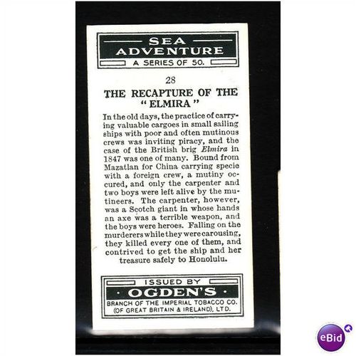 Ogden's Cards 1939 Sea Adventure No28 The Recapture of the Elmira Fine Mint